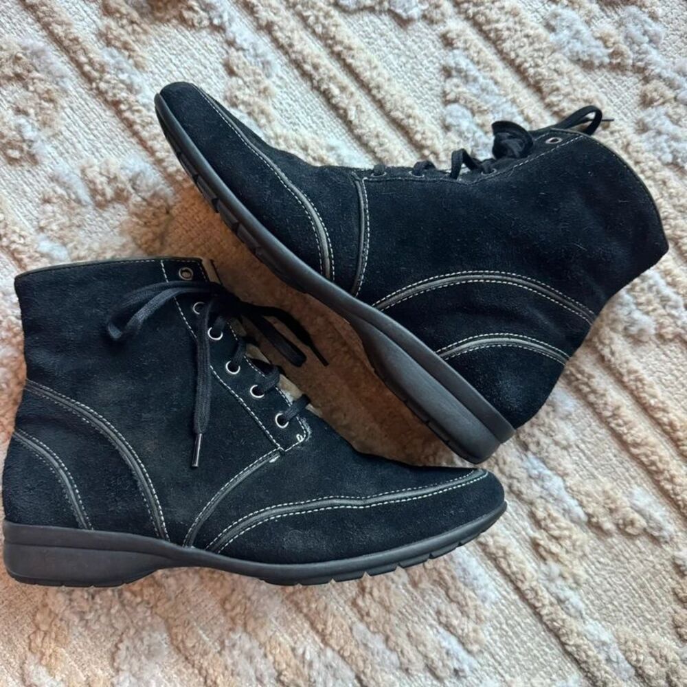 Cole Haan Waterproof Black Suede Shearling Winter Boots Size 8.5B